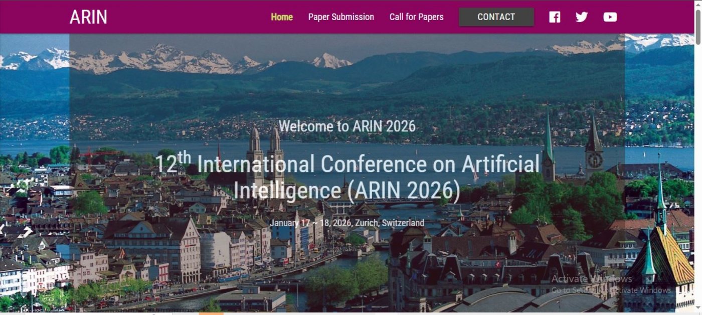 12th International Conference on Artificial Intelligence (ARIN 2026)