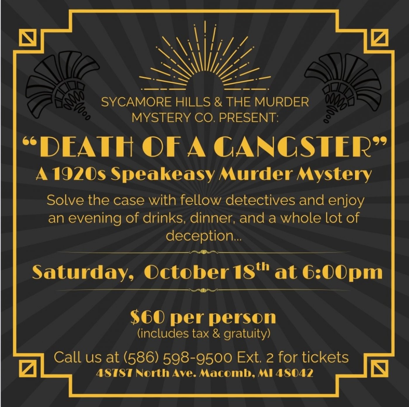 Sycamore Hills Golf Club Murder Mystery Dinner