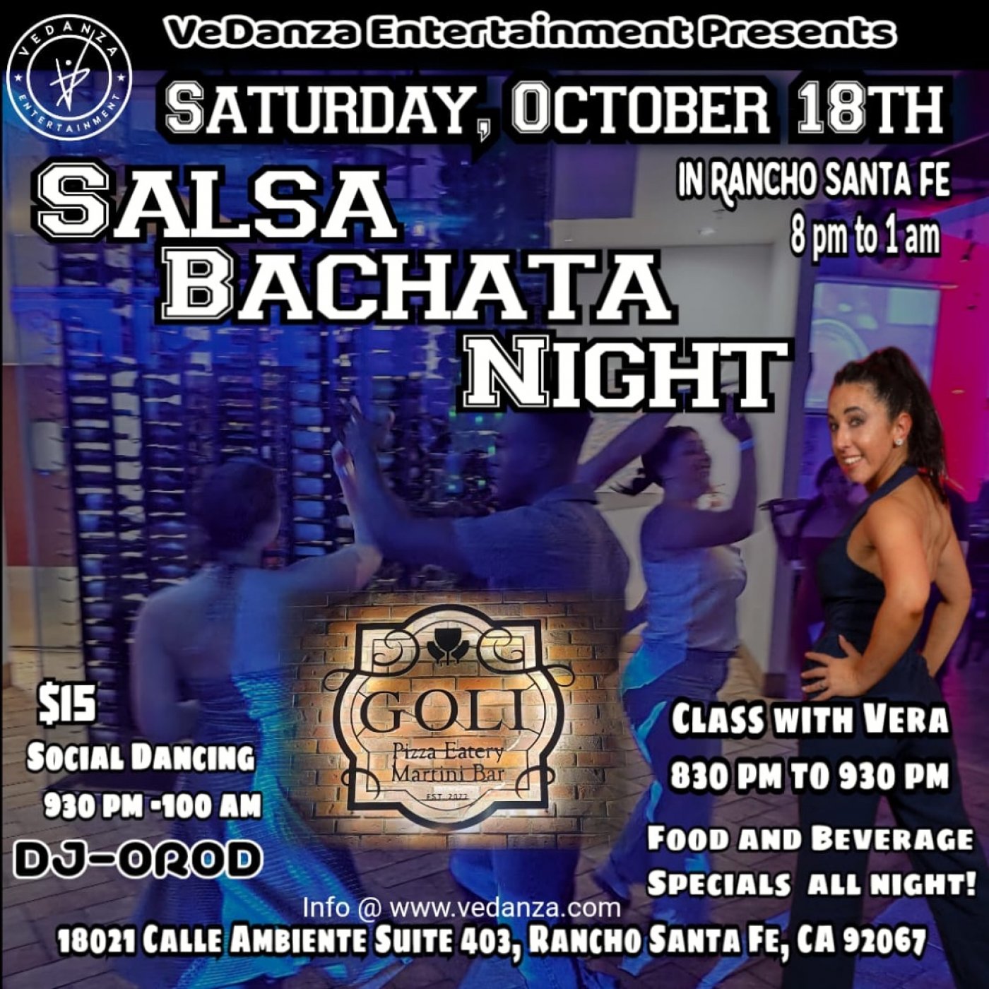 Salsa + Bachata Saturday Nights at Goli Pizza and Martini Bar