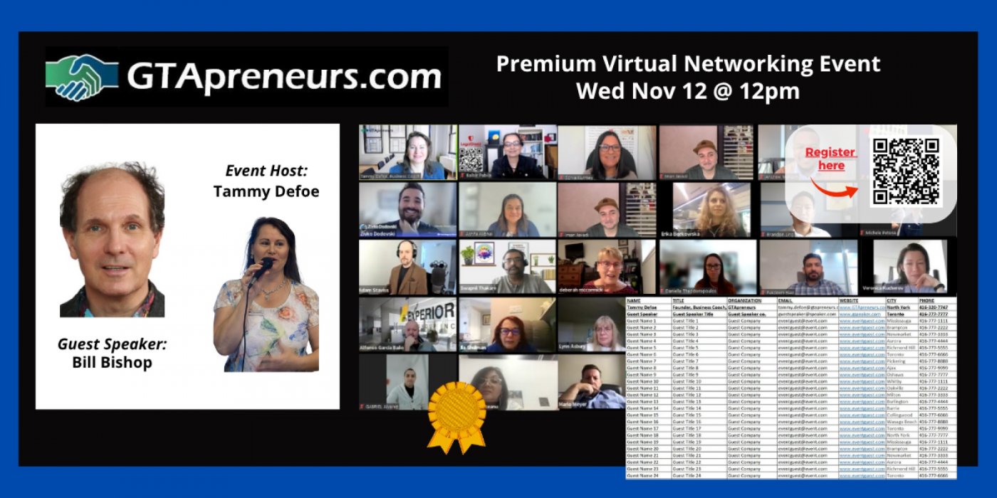 GTApreneurs November 12 Afternoon Virtual Business Networking Event Toronto