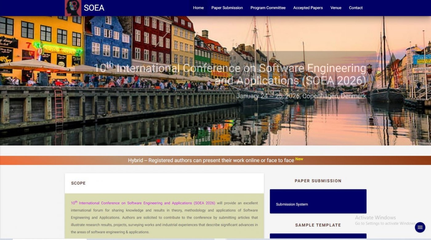 10th International Conference on Software Engineering and Applications (SOEA 2026)