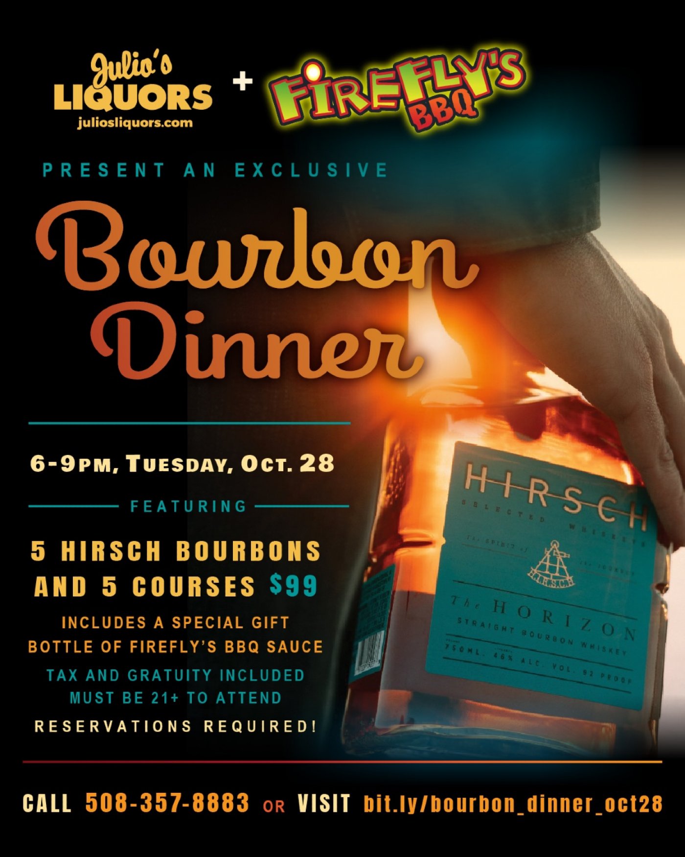 Firefly\u2019s BBQ Hirsch Bourbon Dinner