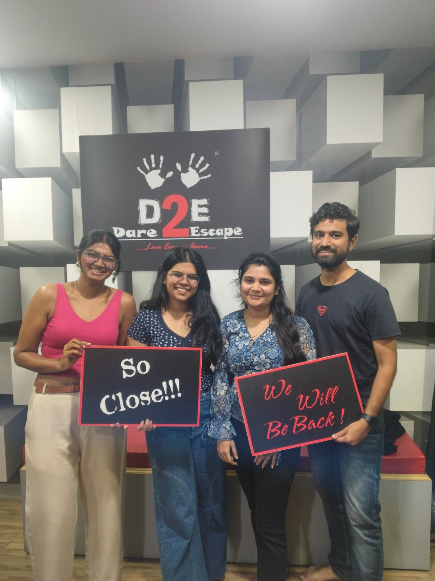 Escape room experience with strangers