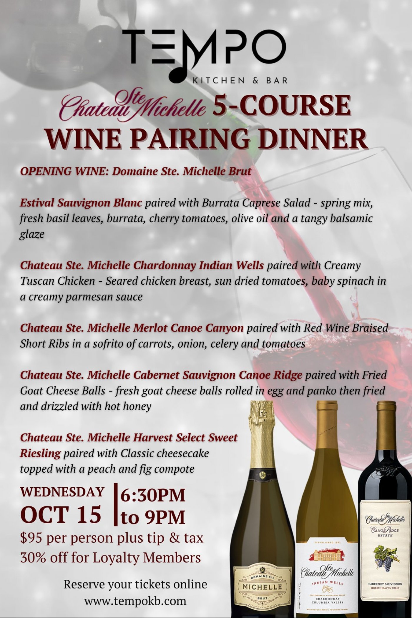 Chateau Ste Michelle Wine Pairing Dinner
