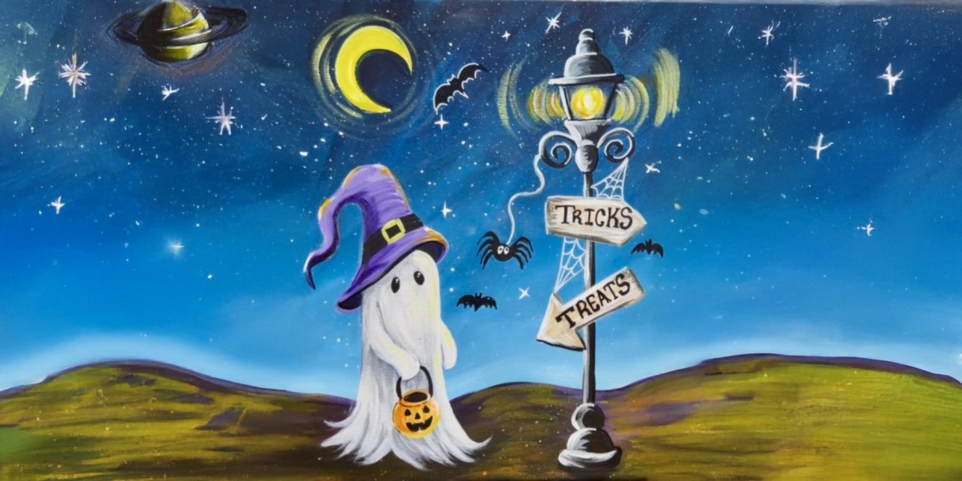 Brushes & Brews Trick Or Treat Ghost Paint Night