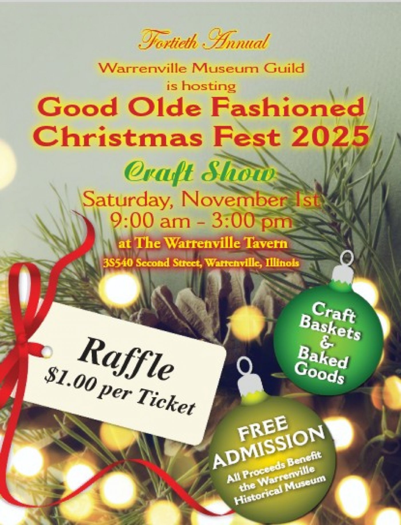 Warrenville Museum Guild Good Olde Fashioned Christmas Fest Craft Fair