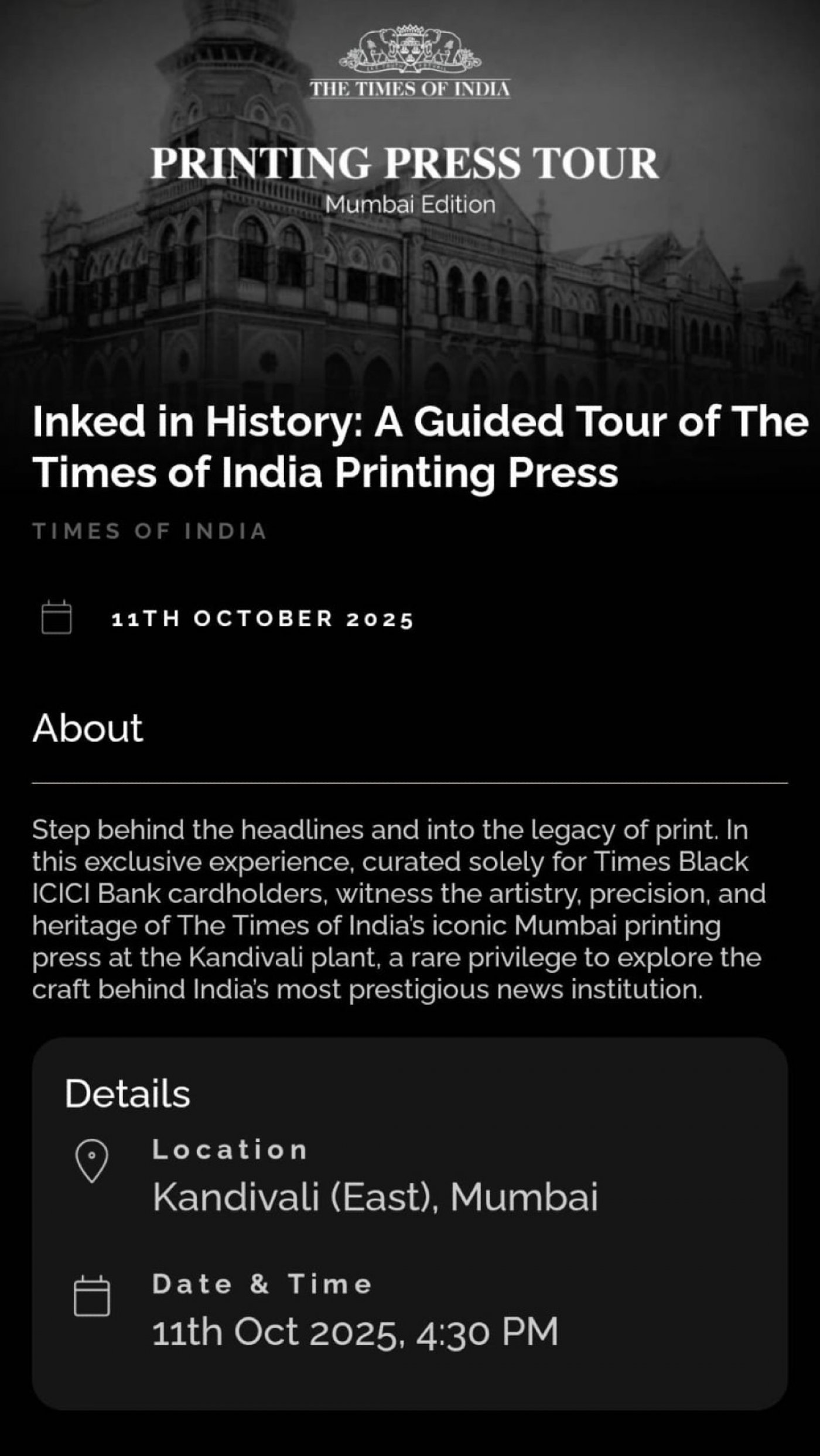Inked in History: The Times of India Printing Press Tour \u2014 Mumbai Edition
