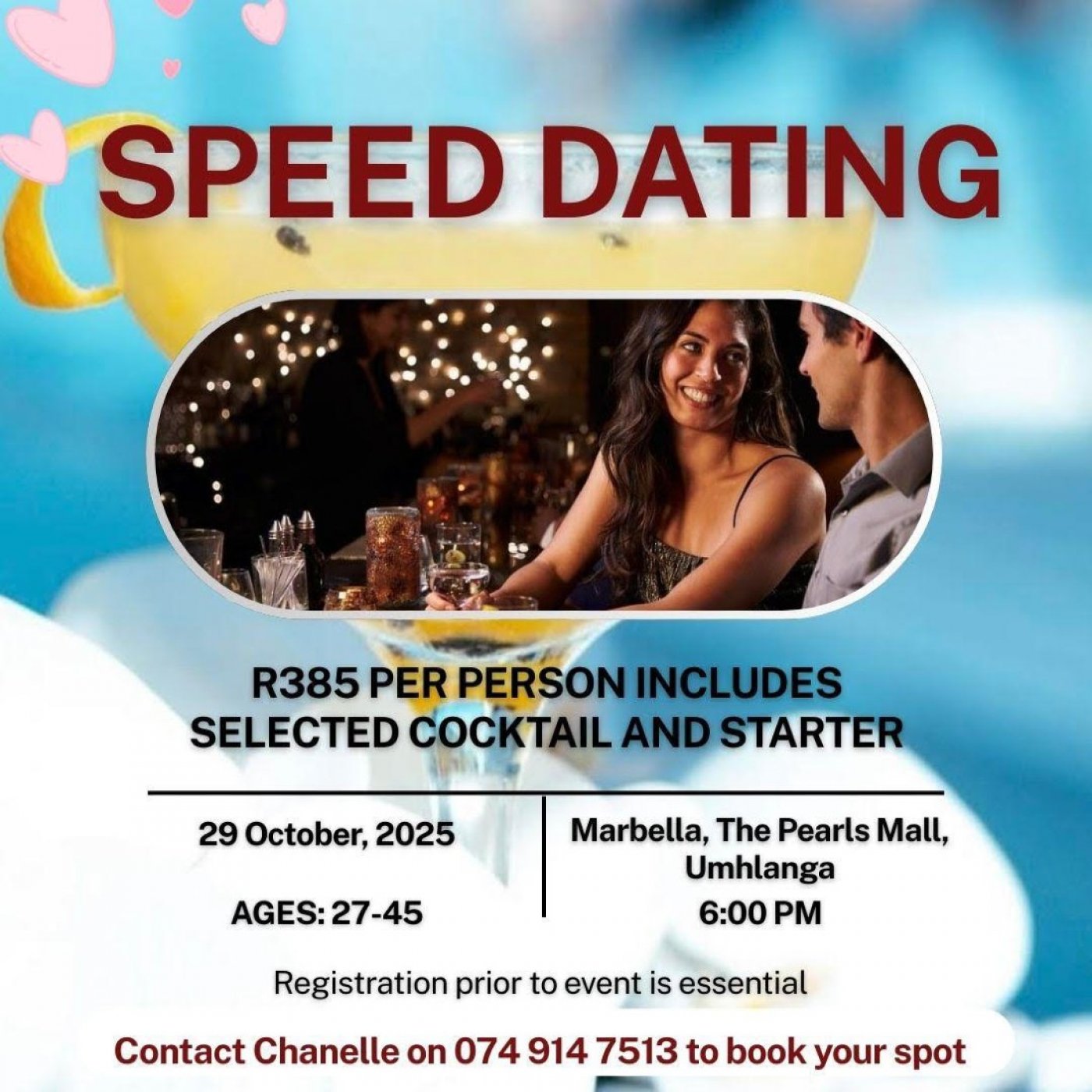 SPEED DATING AT MARBELLA, GRAND CAFE, UMHLANGA