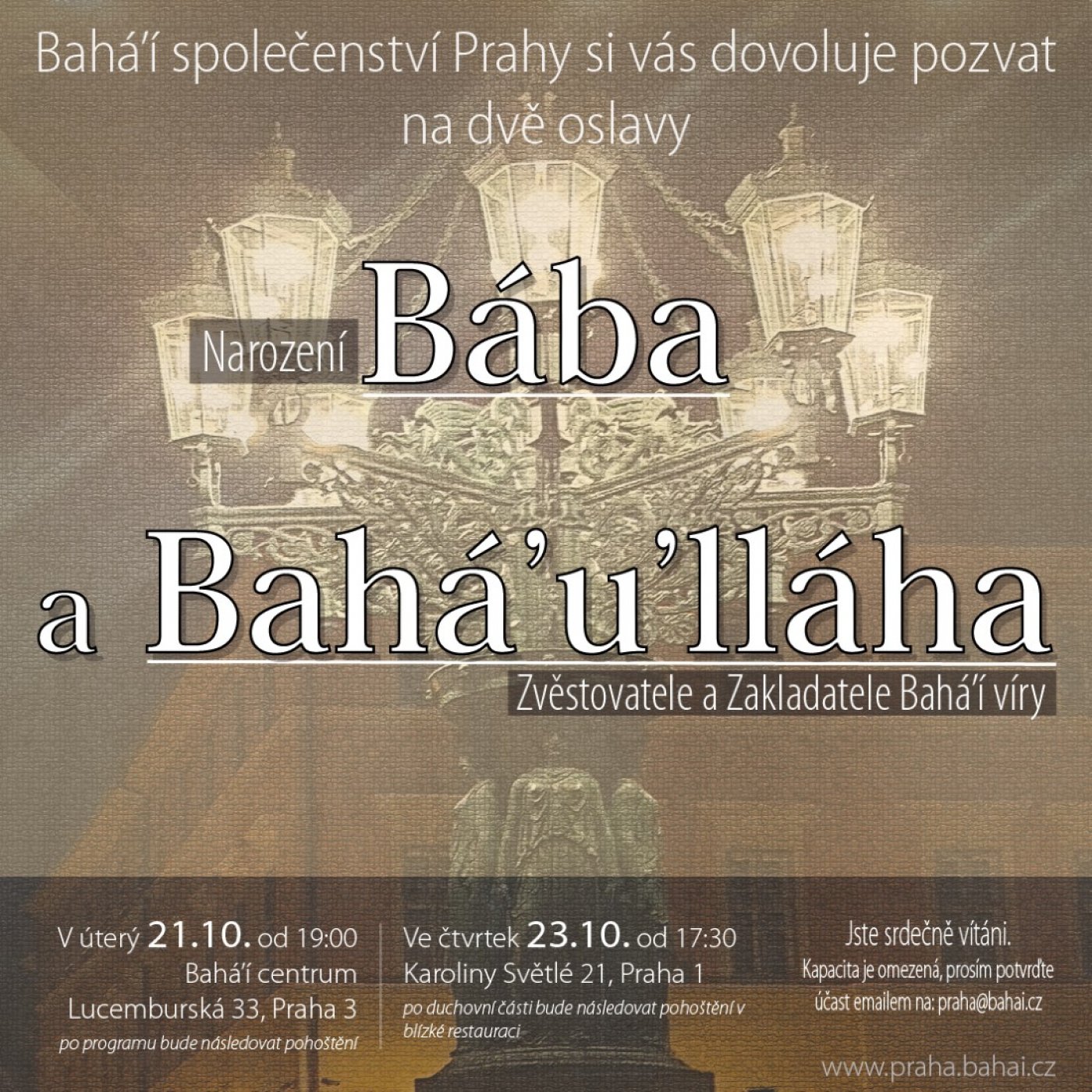 Oslavy Dvoj\u00edch Narozenin B\u00e1ba a Bah\u00e1\u2019u\u2019ll\u00e1ha, Zv\u011bstovatele a Zakladatele Bah\u00e1\u2019\u00ed v\u00edry