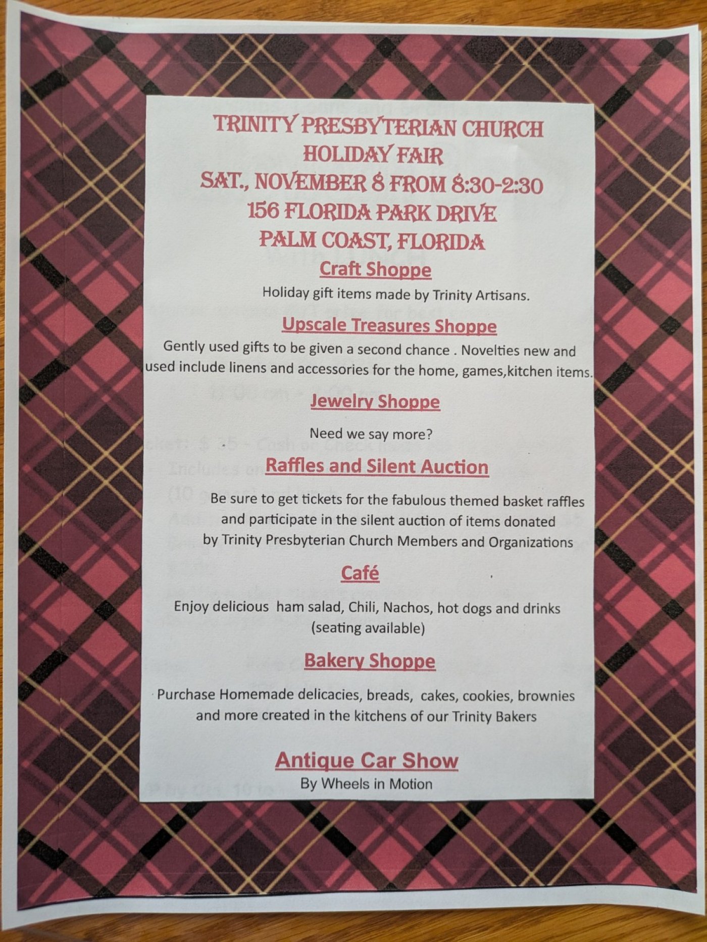 Trinity Presbyterian Church Annual Holiday Fair