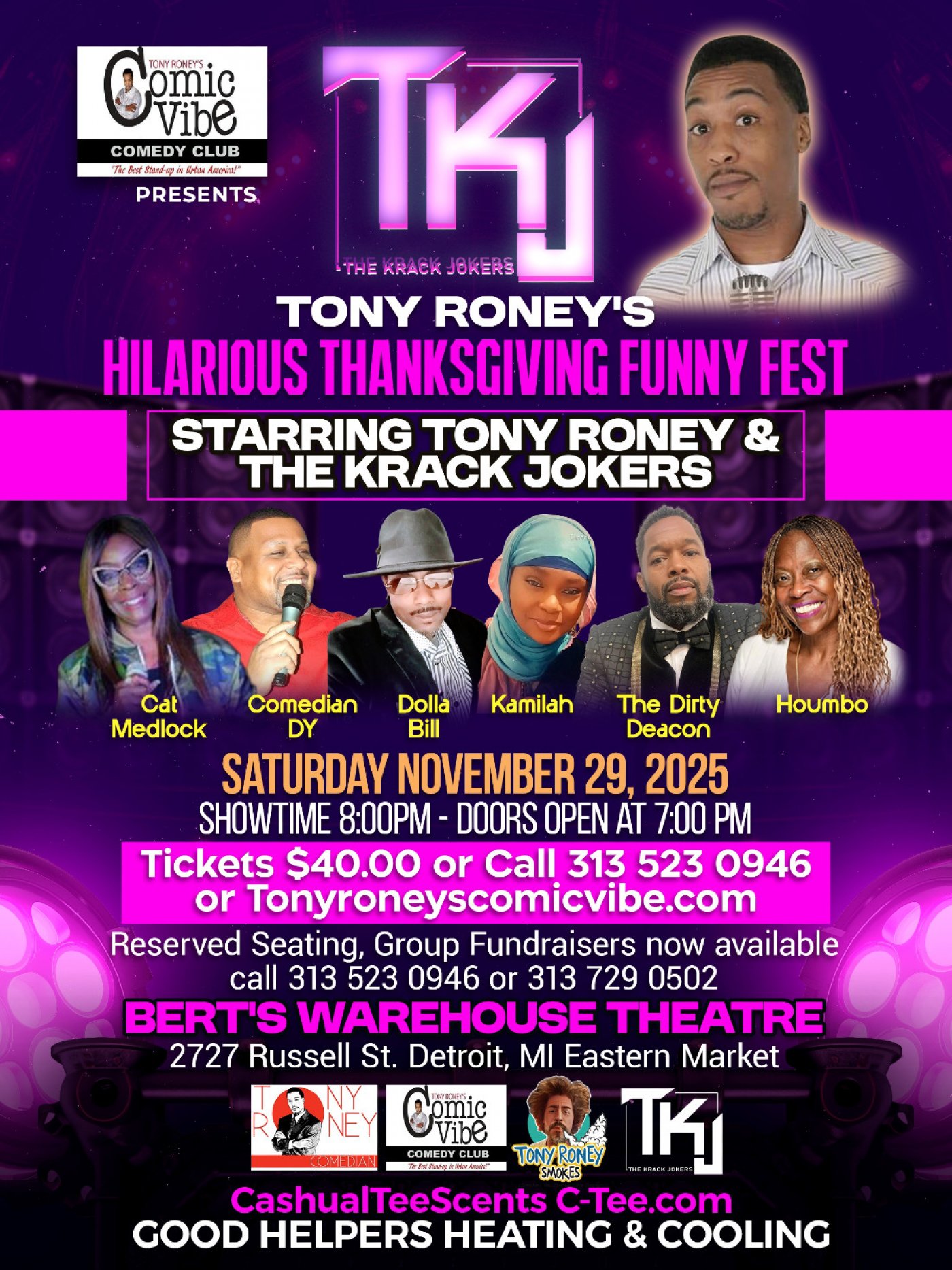 Tony Roney's Comic Vibe Presents THE KRACK JOKERS "Thanksgiving Funny Fest" 