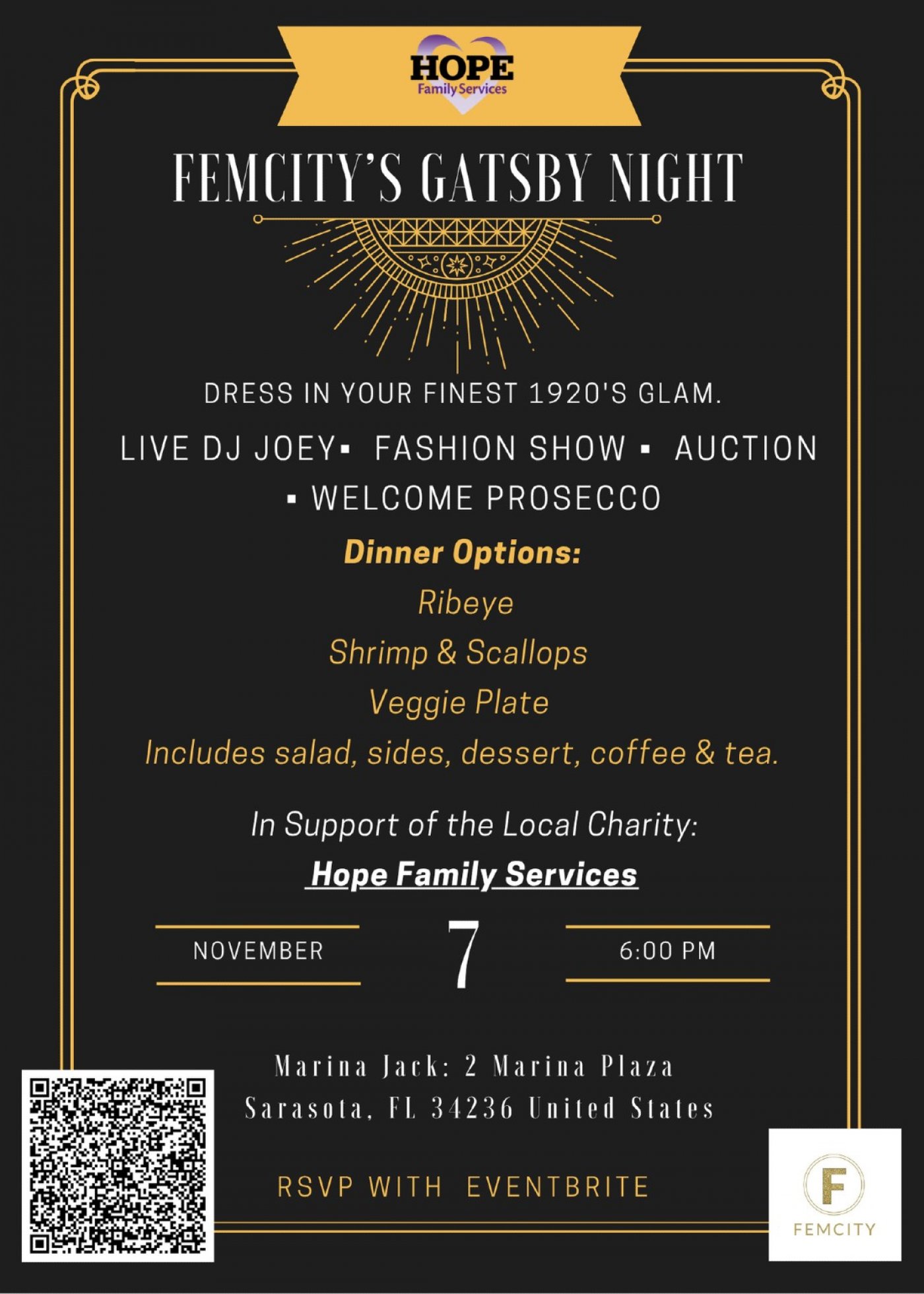 A Night For Hope Family Services: Sarasota FemCity Gatsby Gala!