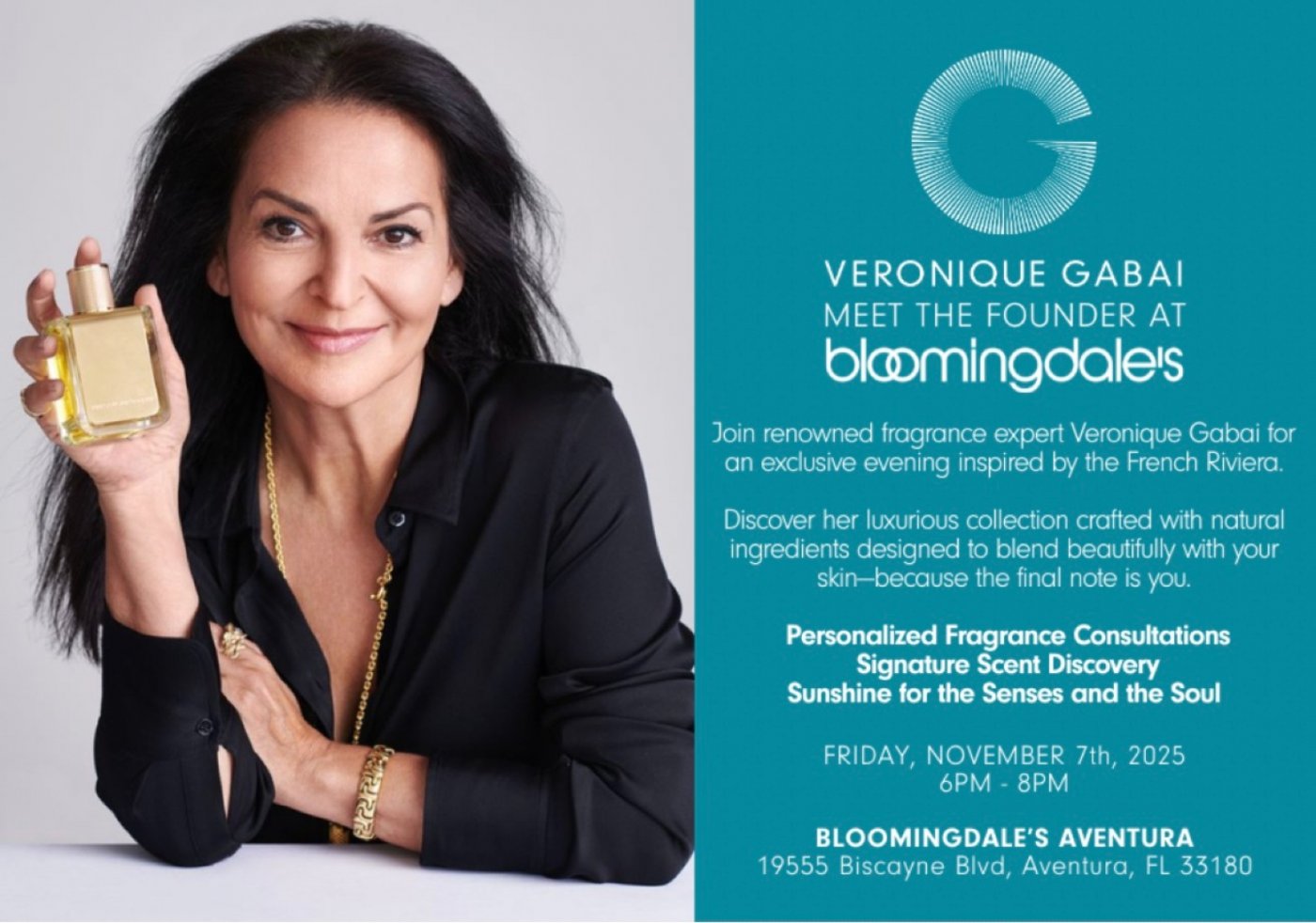 Discover Your Signature Scent with Veronique Gabai at Bloomingdale\u2019s Aventura\u2014Friday, November 7
