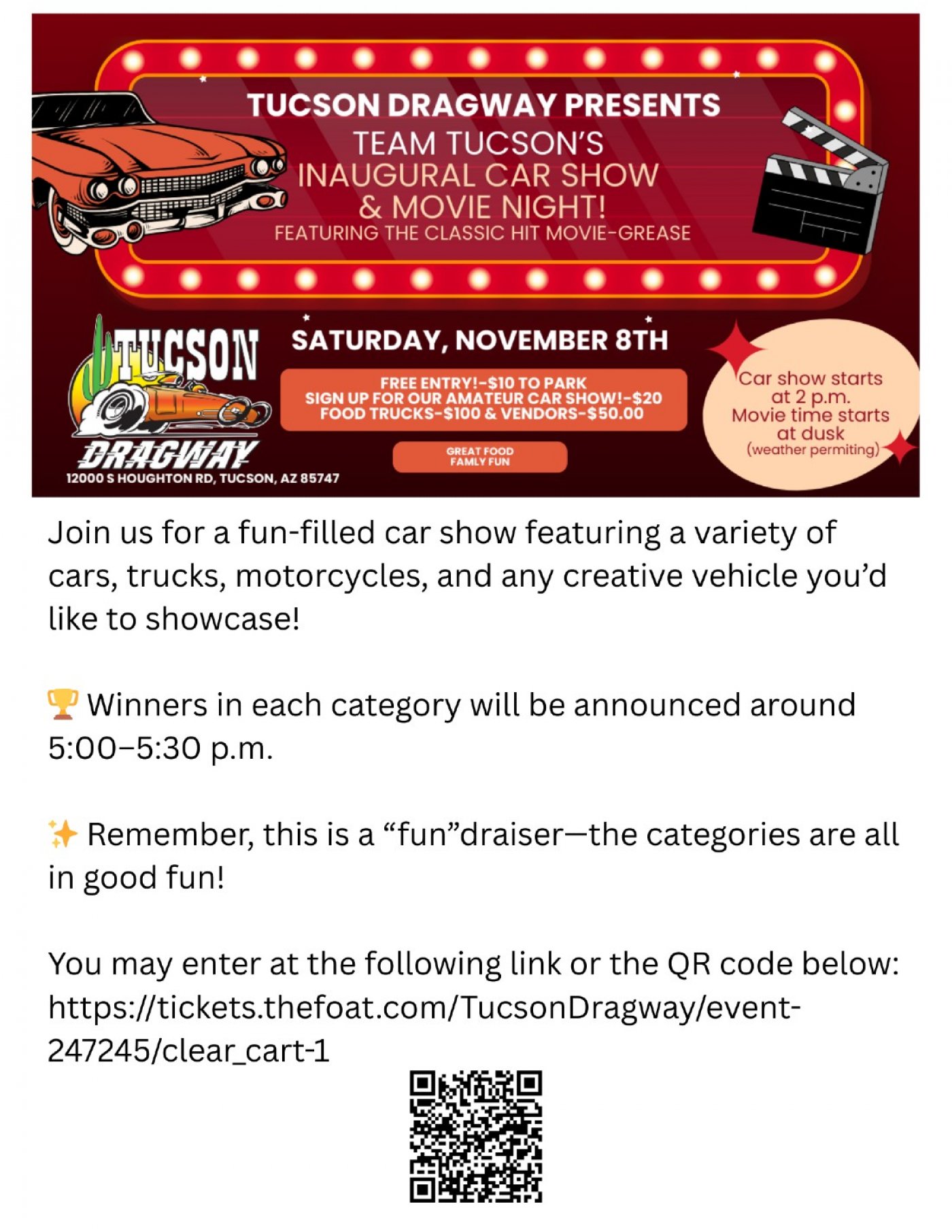 Tucson Dragway Car Show & Movie Night