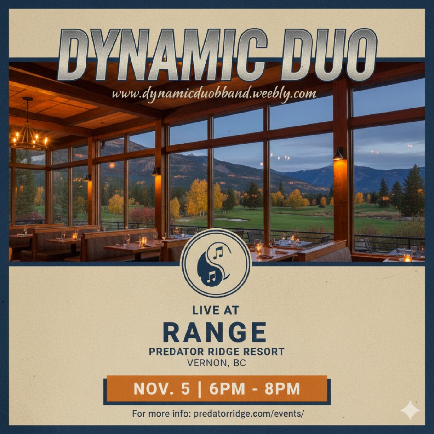 Dynamic Duo Band - Live Show at RANGE (Predator Ridge - Vernon)