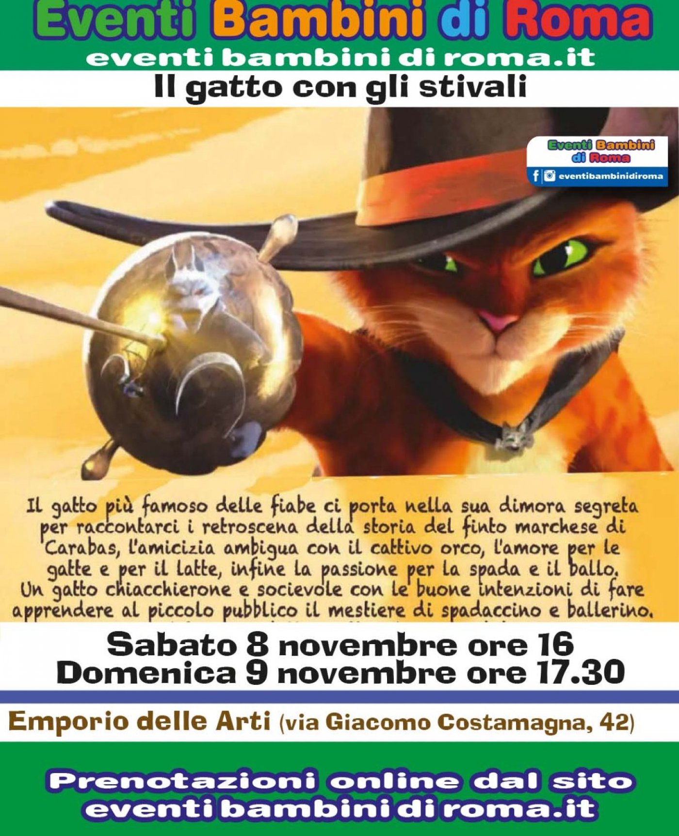 Spettacolo teatrale per bambini "Il gatto con gli stivali"