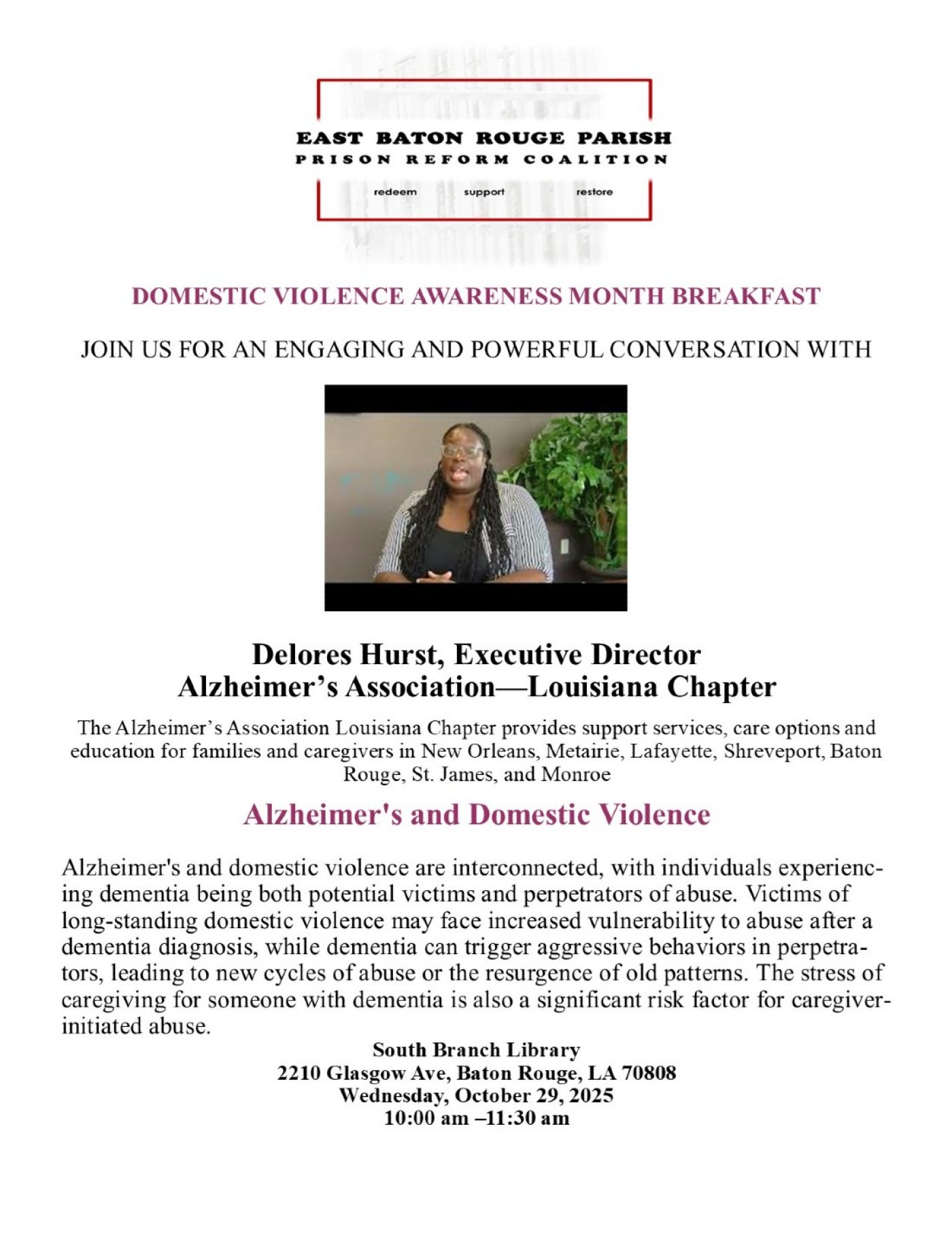 EBRPPRC Domestic Violence Awareness Breakfast