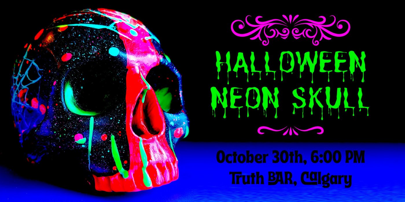 Halloween Neon Skull Paint Nite