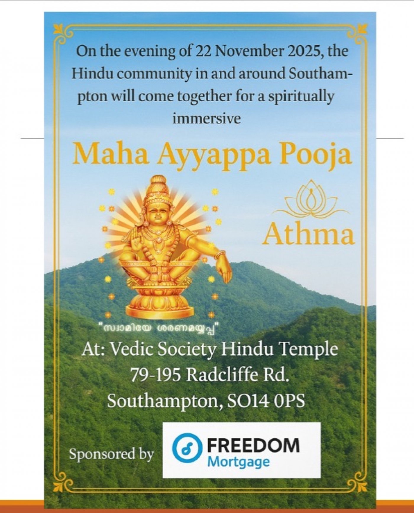 Ayyappa Pooja Southampton