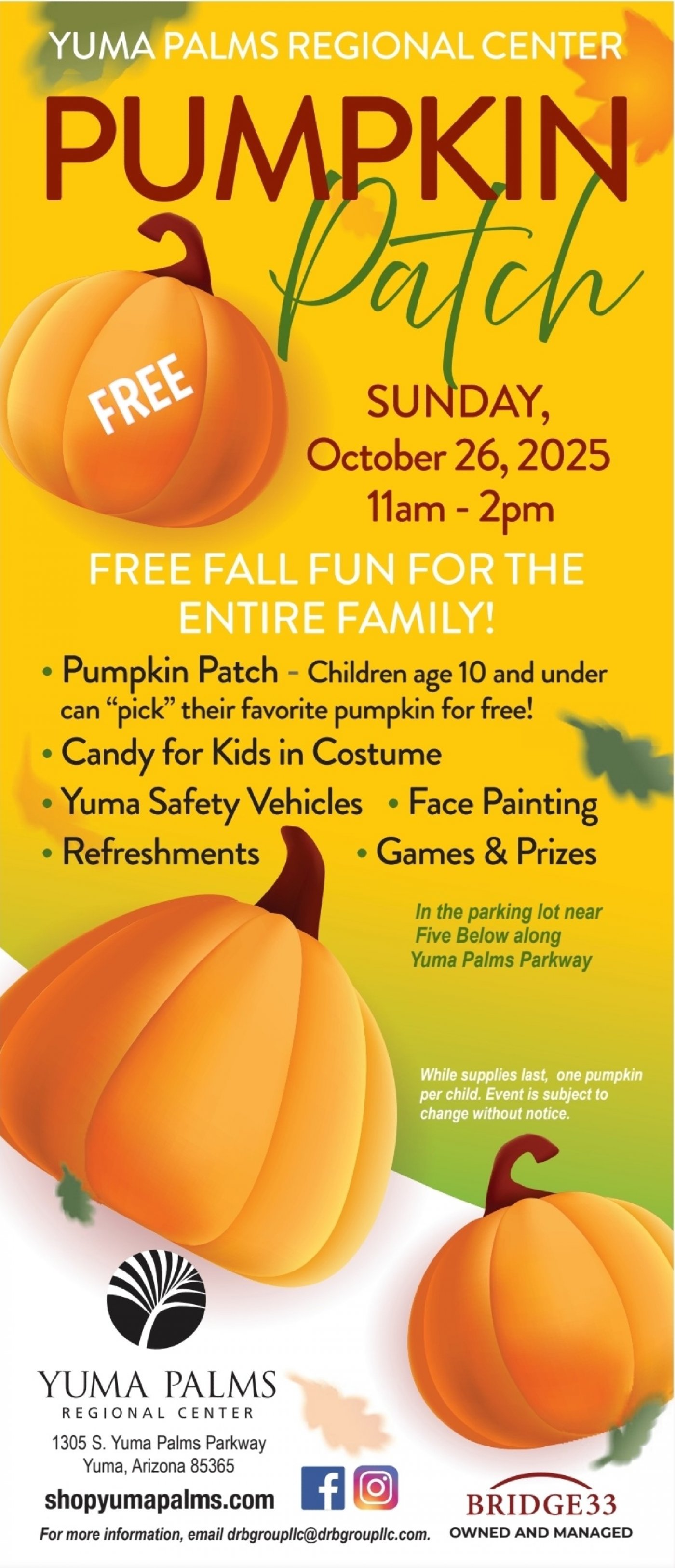 Family Pumpkin Patch Event Happening Soon at the Yuma Palms Regional Center
