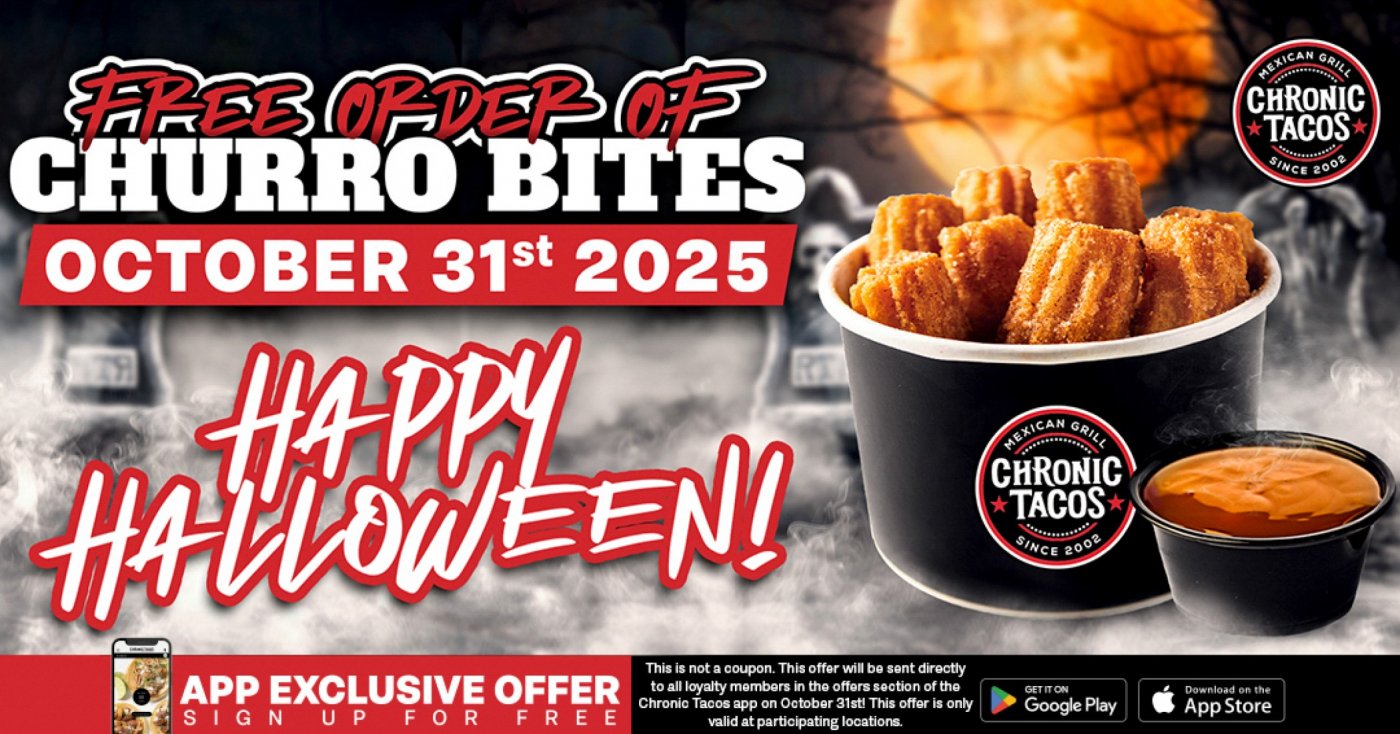 Treat Yourself This Halloween: Chronic Tacos Offers Free Churros & Caramel Dip for Loyalty Members