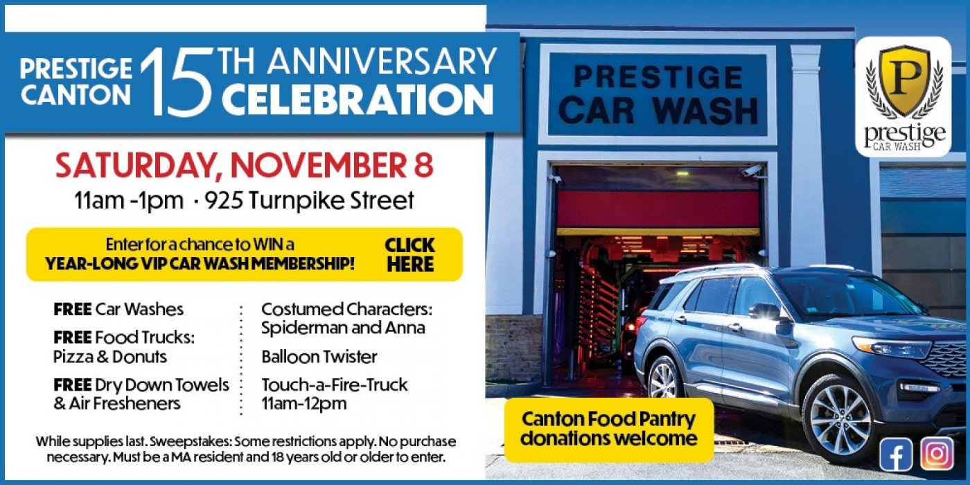 Prestige Canton - 15th Anniversary Celebration - FREE Washes, Pizza & Donuts + Costumed Characters