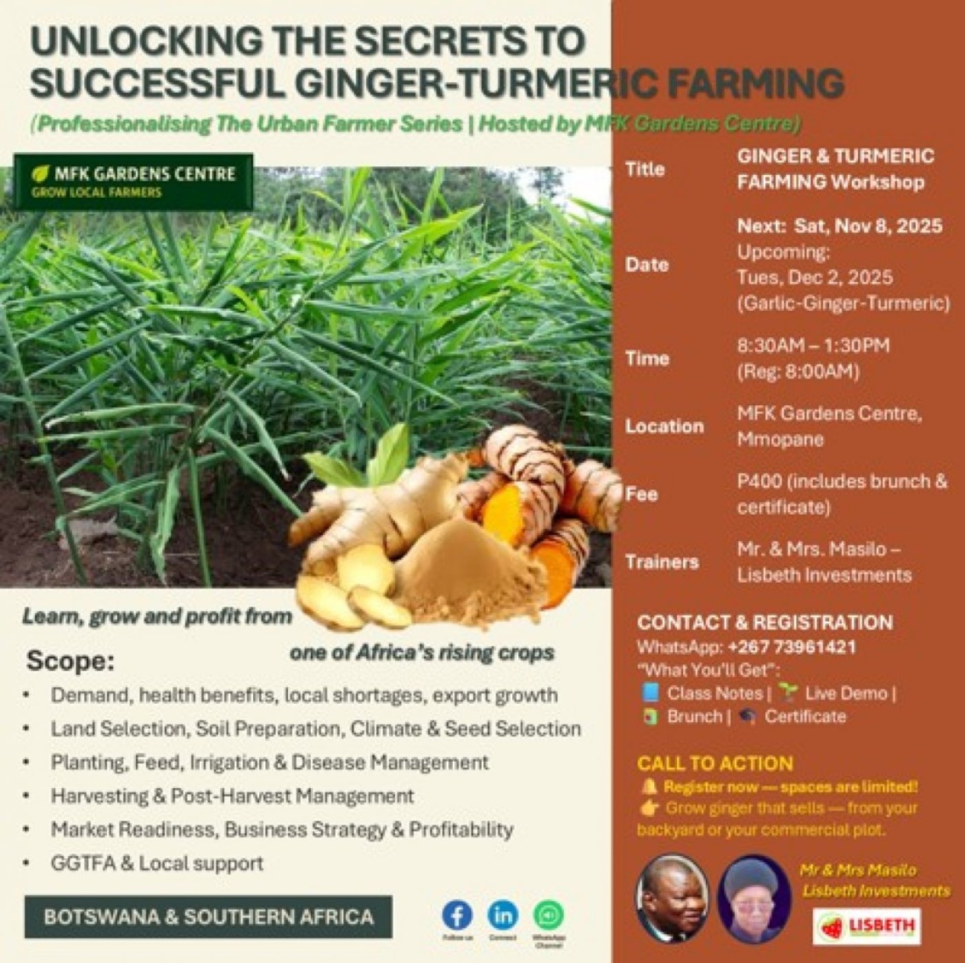 Ginger & Turmeric Farming Workshop A Collaboration by MFK Gardens Centre & Lisbeth Investments