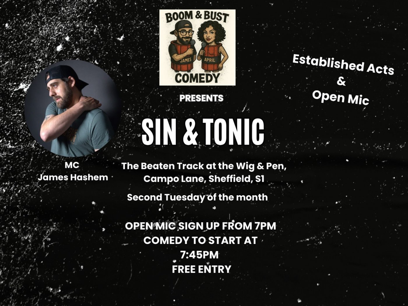 Sin & Tonic Comedy Club - Second Tuesday of each month