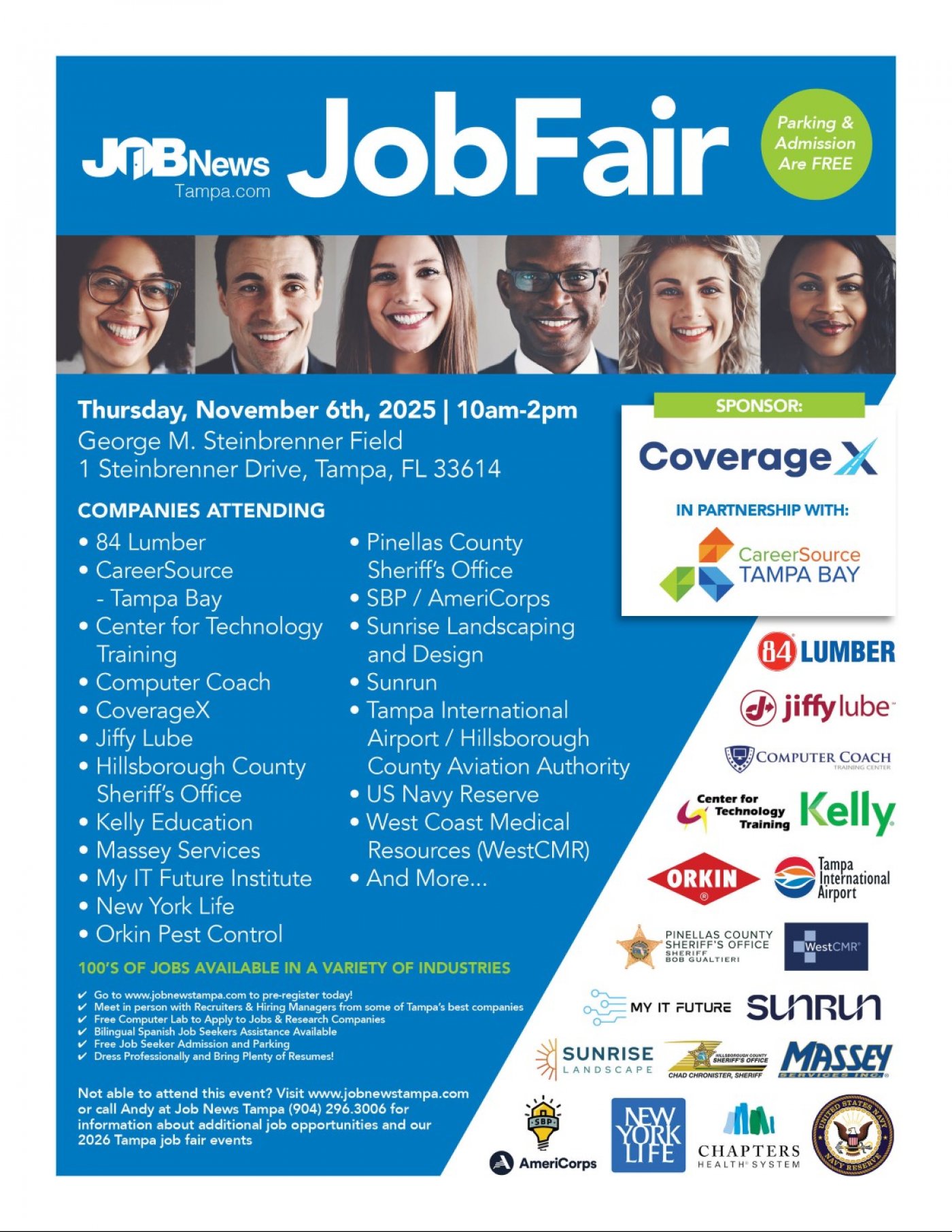 TAMPA JOB FAIR -   ** Local Companies Hiring for 100's of JOBS **
