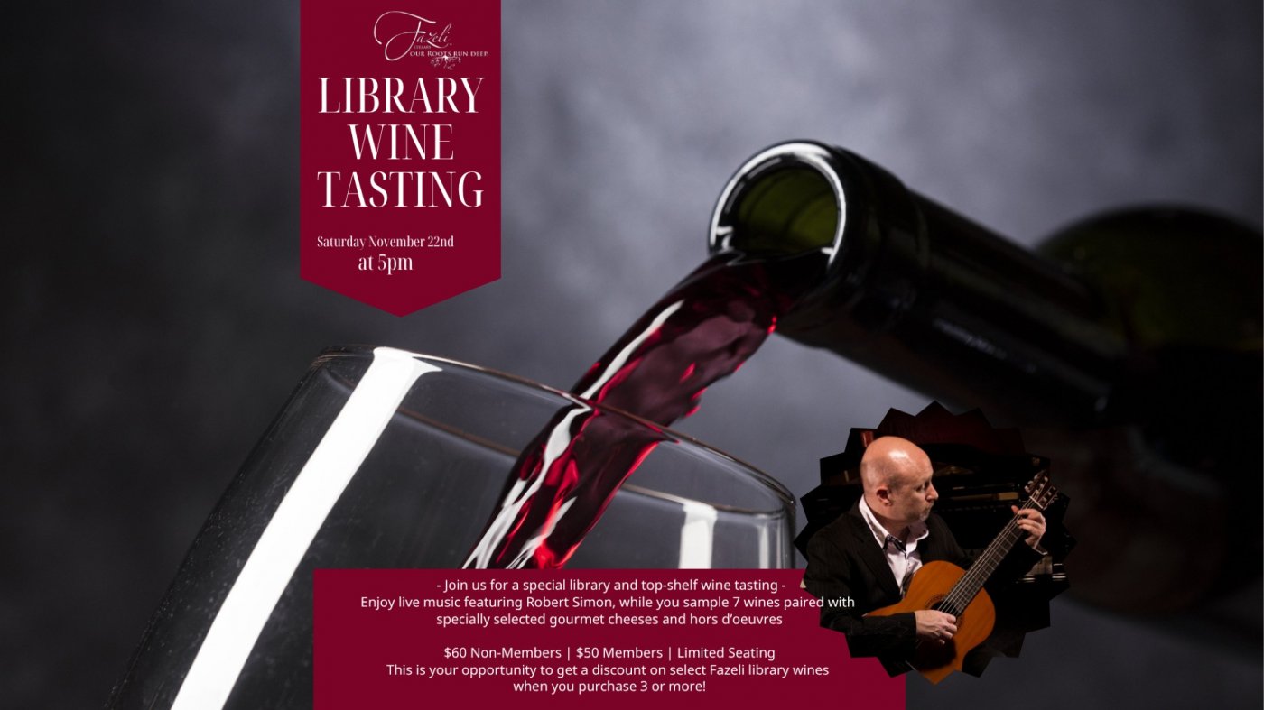 Library Wine Tasting Event at Fazeli Cellars