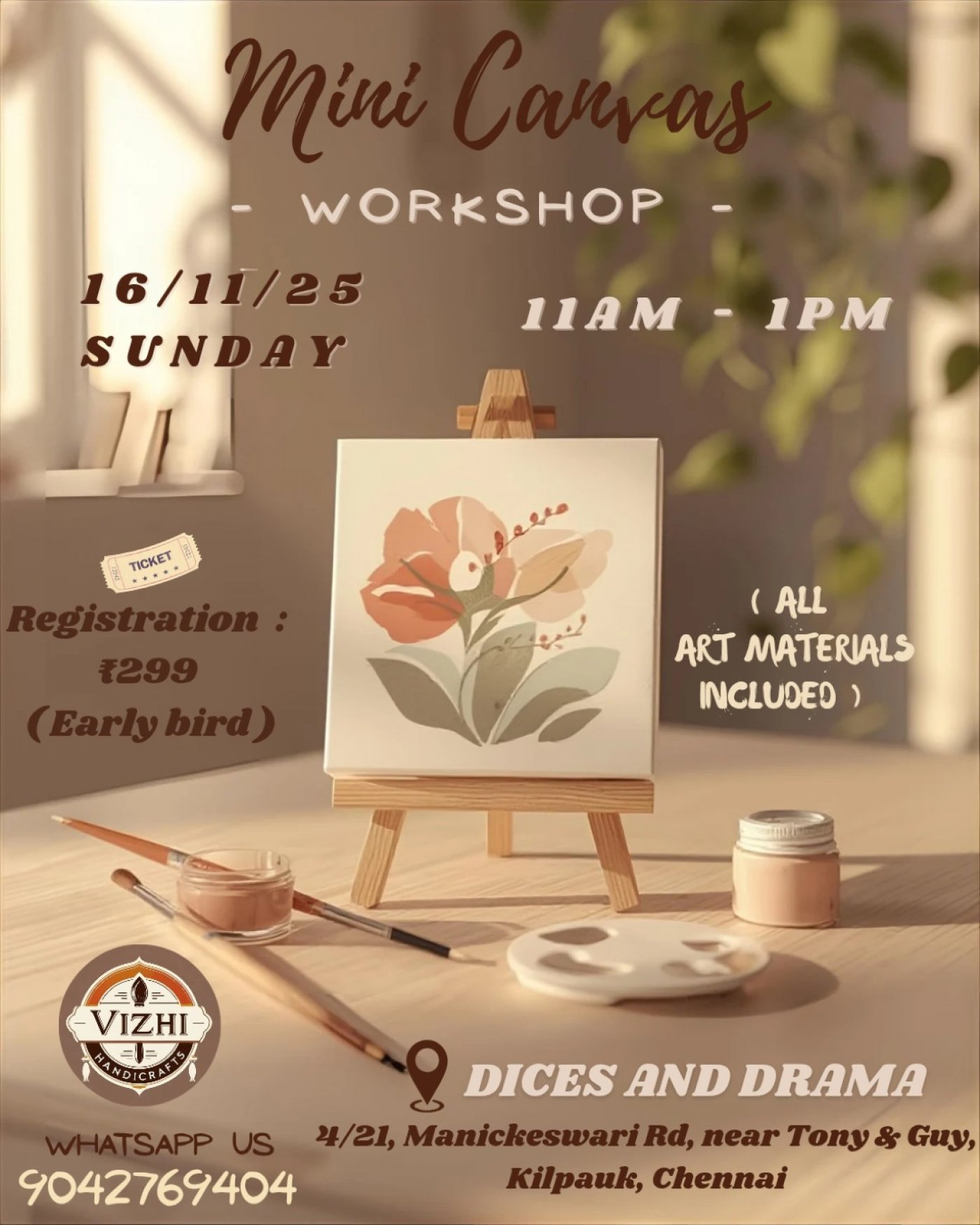 Mini Canvas Workshop by Vizhi Handicrafts 