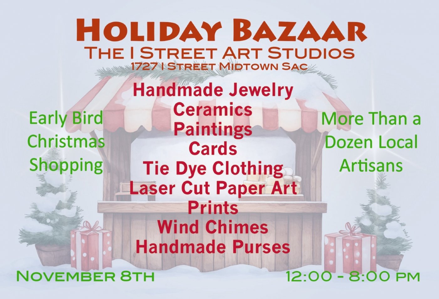 2nd Saturday Holiday Art Bazaar at I Street Art Studios
