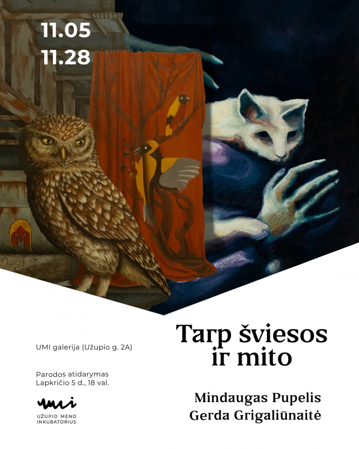 Mindaugas Pupelis and Gerda Grigali\u016bnait\u0117 exhibition "Between Light and Myth" at the UMI Gallery