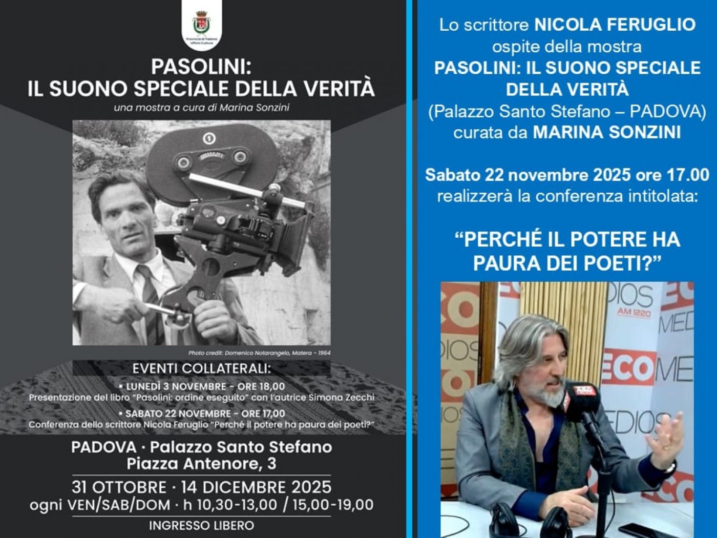 Nicola Feruglio: "PERCH\u00c9 IL POTERE HA PAURA DEI POETI?" - Palazzo Santo Stefano, Padova