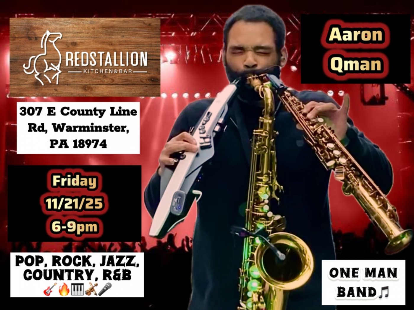 Qman One Man Band Show At Red Stallion Kitchen and Bar!