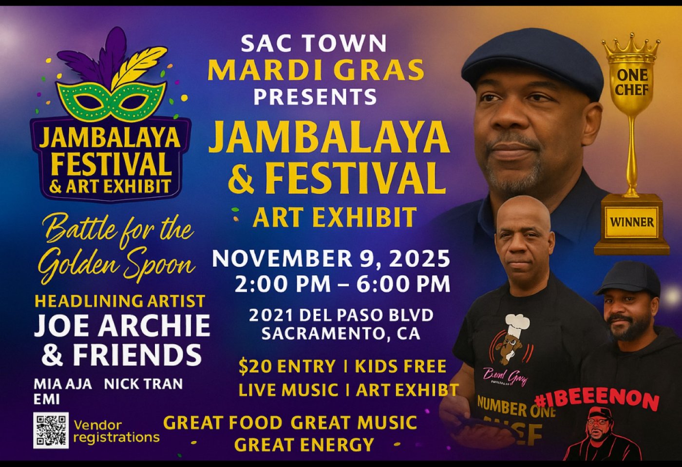 \ud83c\udfad  THE  1st Annual JAMBALAYA FESTIVAL & ART EXHIBIT! \ud83c\udfa8  Presented by Sac Town Mardi Gras