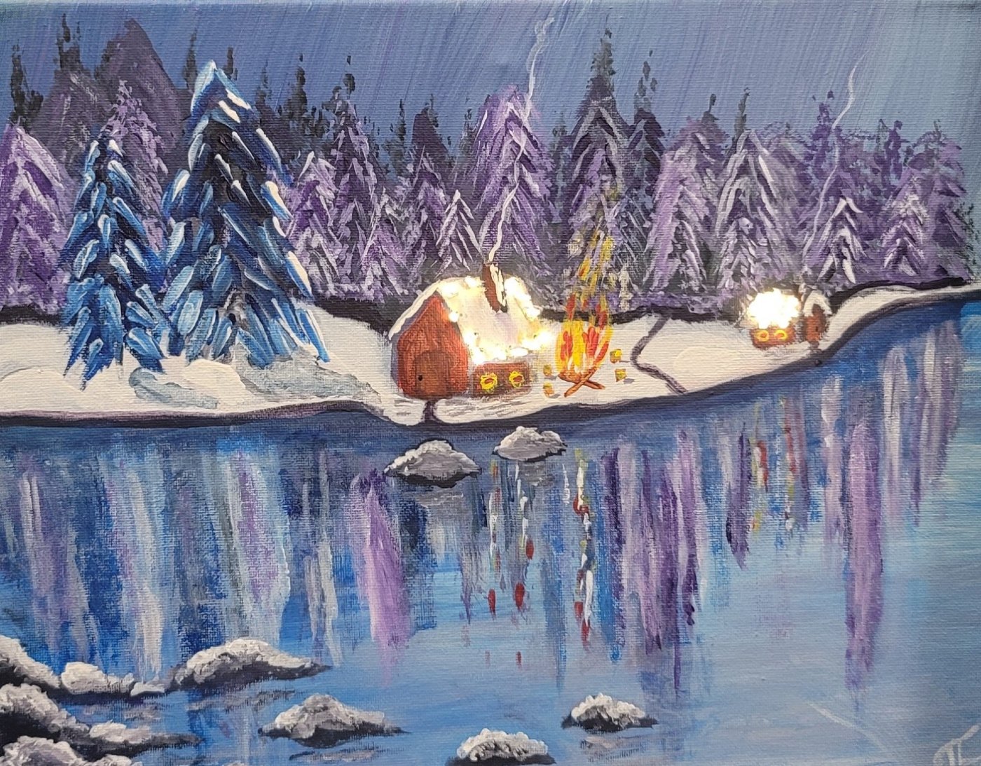 Christmas Cottage Paint Night with LED Lights