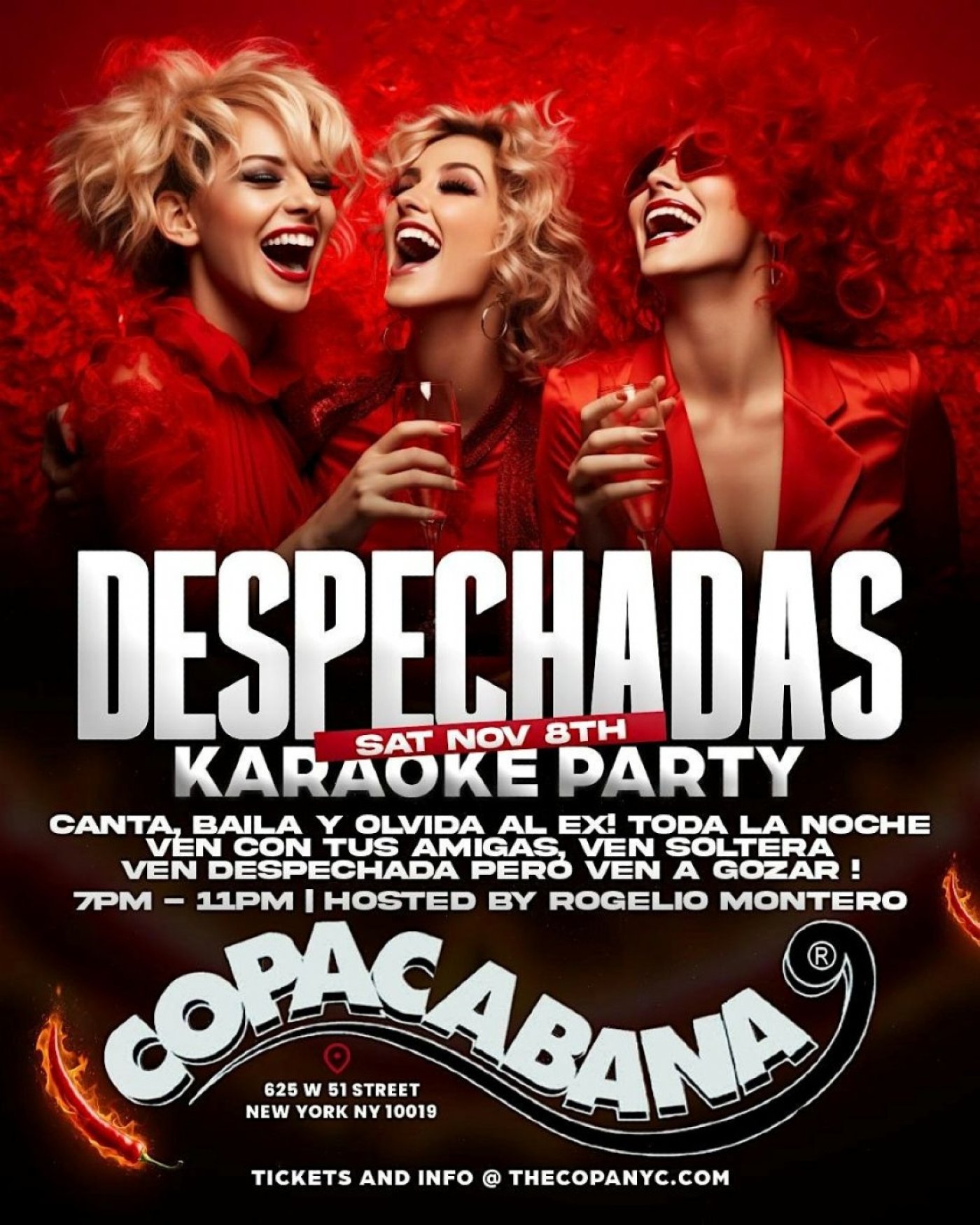 Despechadas Karaoke Party at Copacabana NYC \u2013 November 8