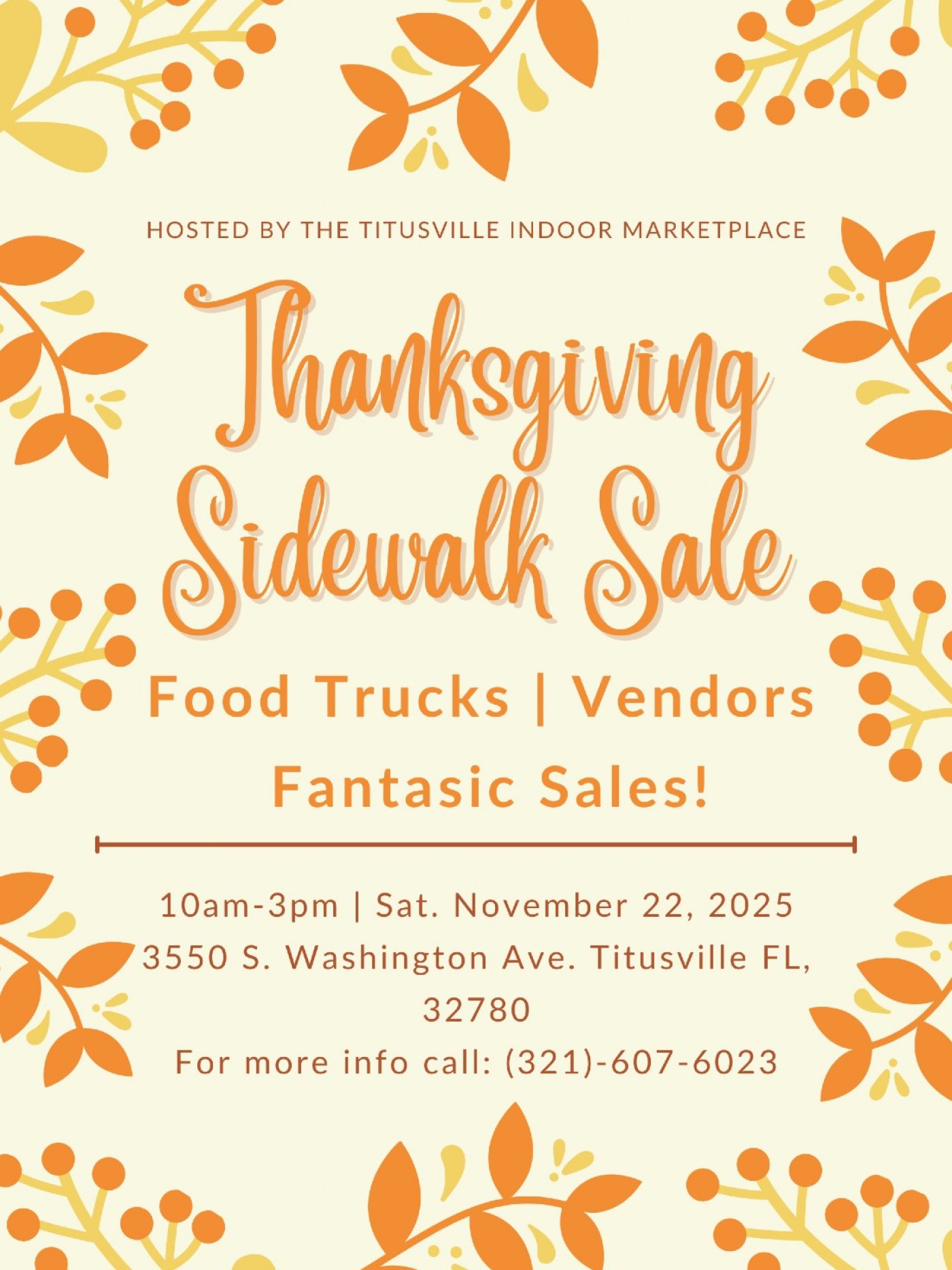 THANKSGIVING SIDEWALK SALE EVENT