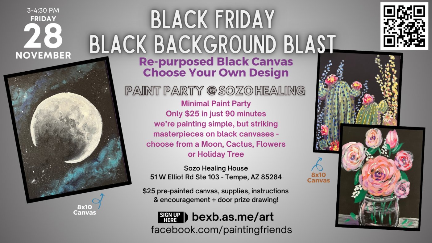 Black Friday Black Canvas Paint Party at Sozo Healing House