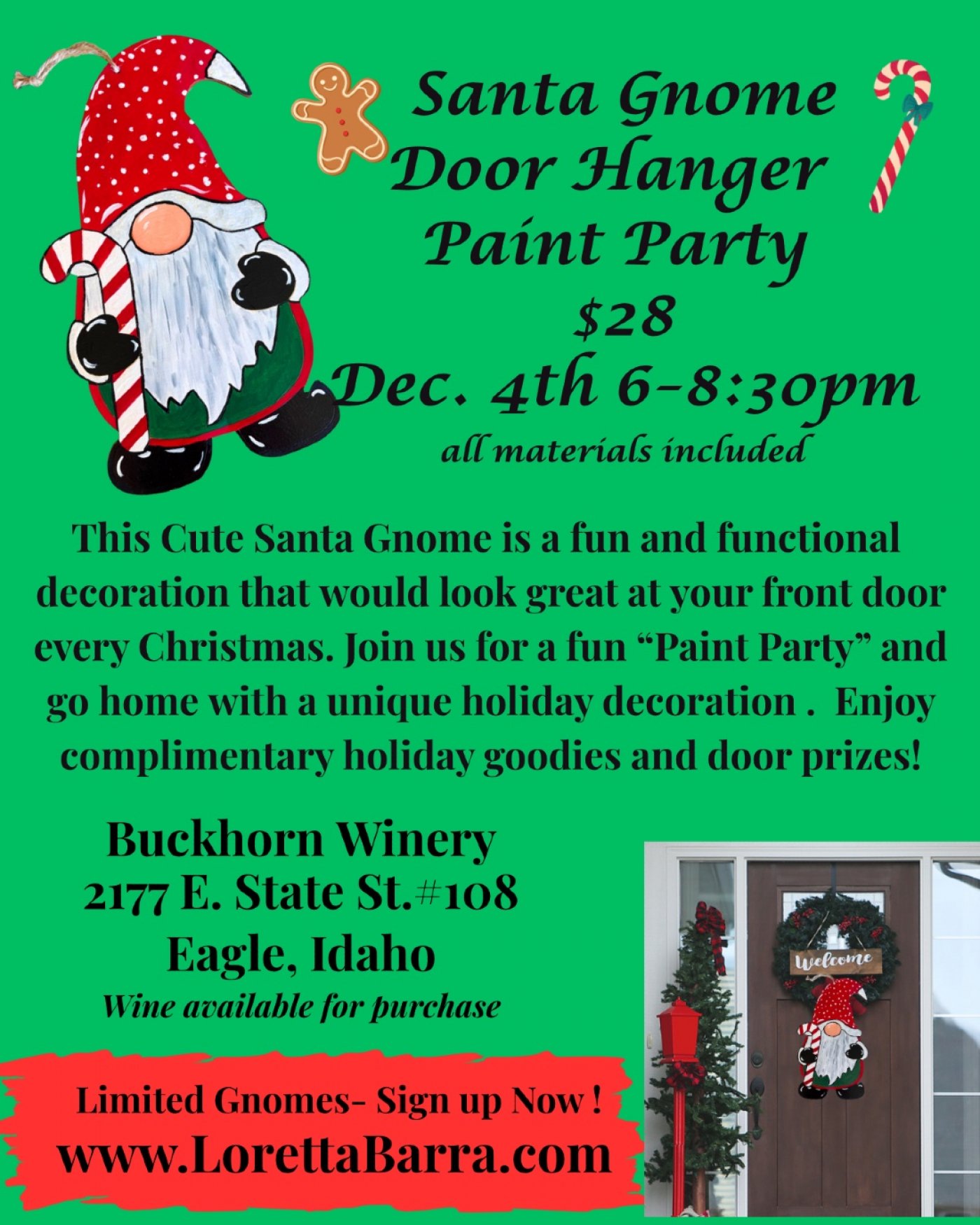 Christmas Gnome Doorhanger Paint and Sip