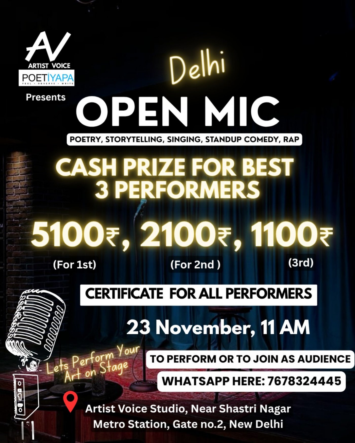 OPEN MIC IN DELHI - Poetry, Storytelling, Singing, Standup Comedy - Events in Delhi - Poetiyapa