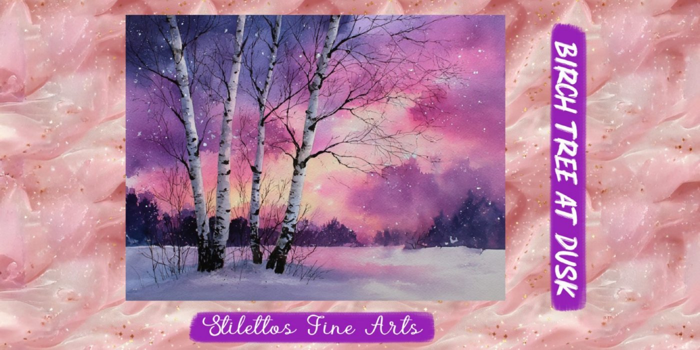 Back to the Basics Watercolor Painting: Beginner Level 1 - Birch Tree at Dusk
