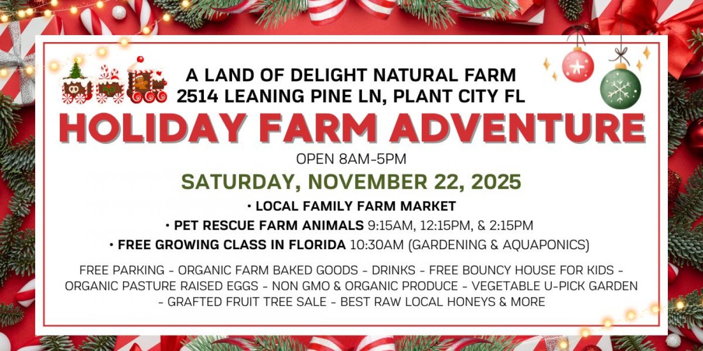 Holiday Farm Adventure \u2014 All-Natural Farm \u2022 Local Market \u2022 Pet Farm Animals \u2022 Free Growing Class