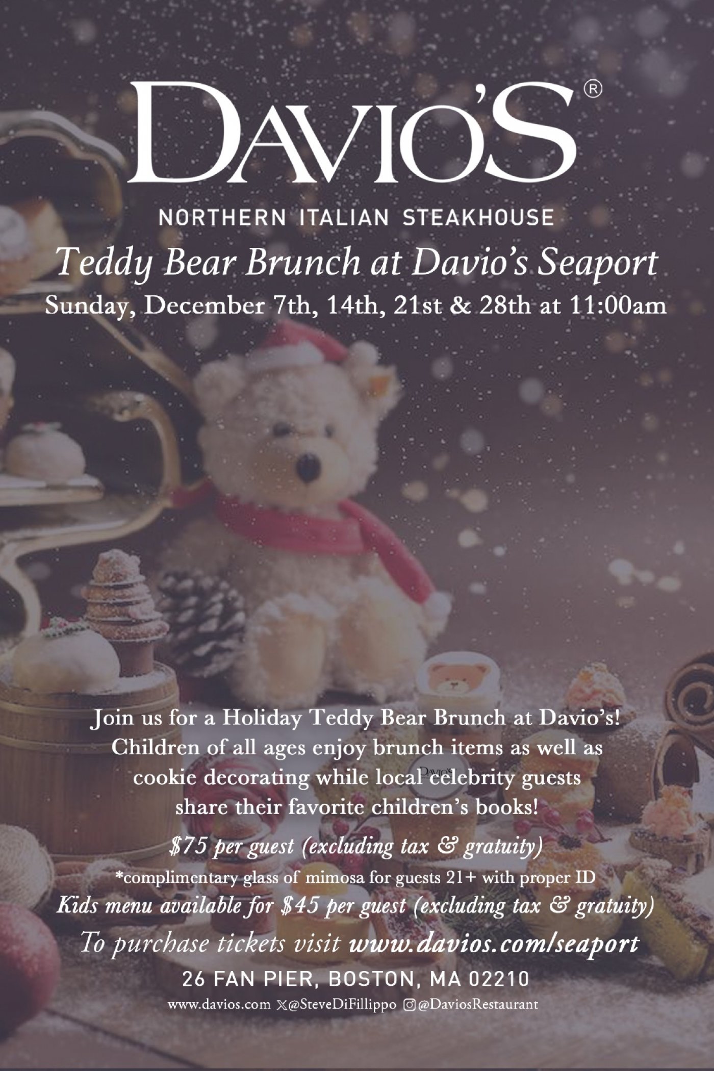 Teddy Bear Brunch at Davio's Seaport