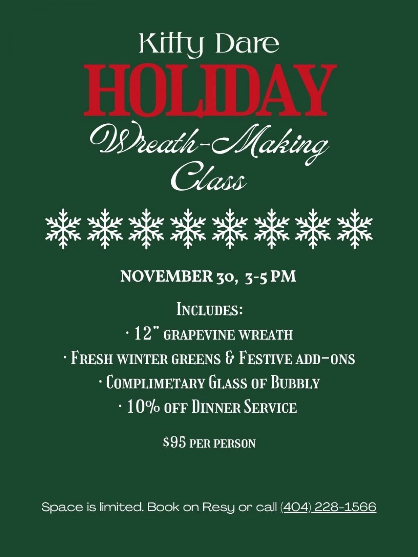 Sip, Snip, and Sparkle at Kitty Dare\u2019s Holiday Wreath-Making Class