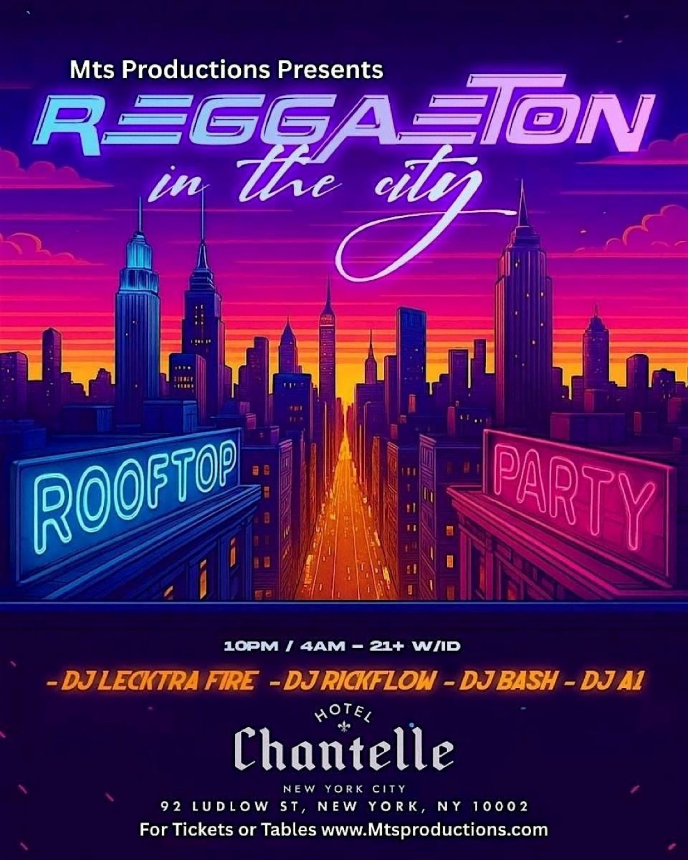 Reggaeton in the City \u2013 Latin Rooftop Party at Hotel Chantelle NYC