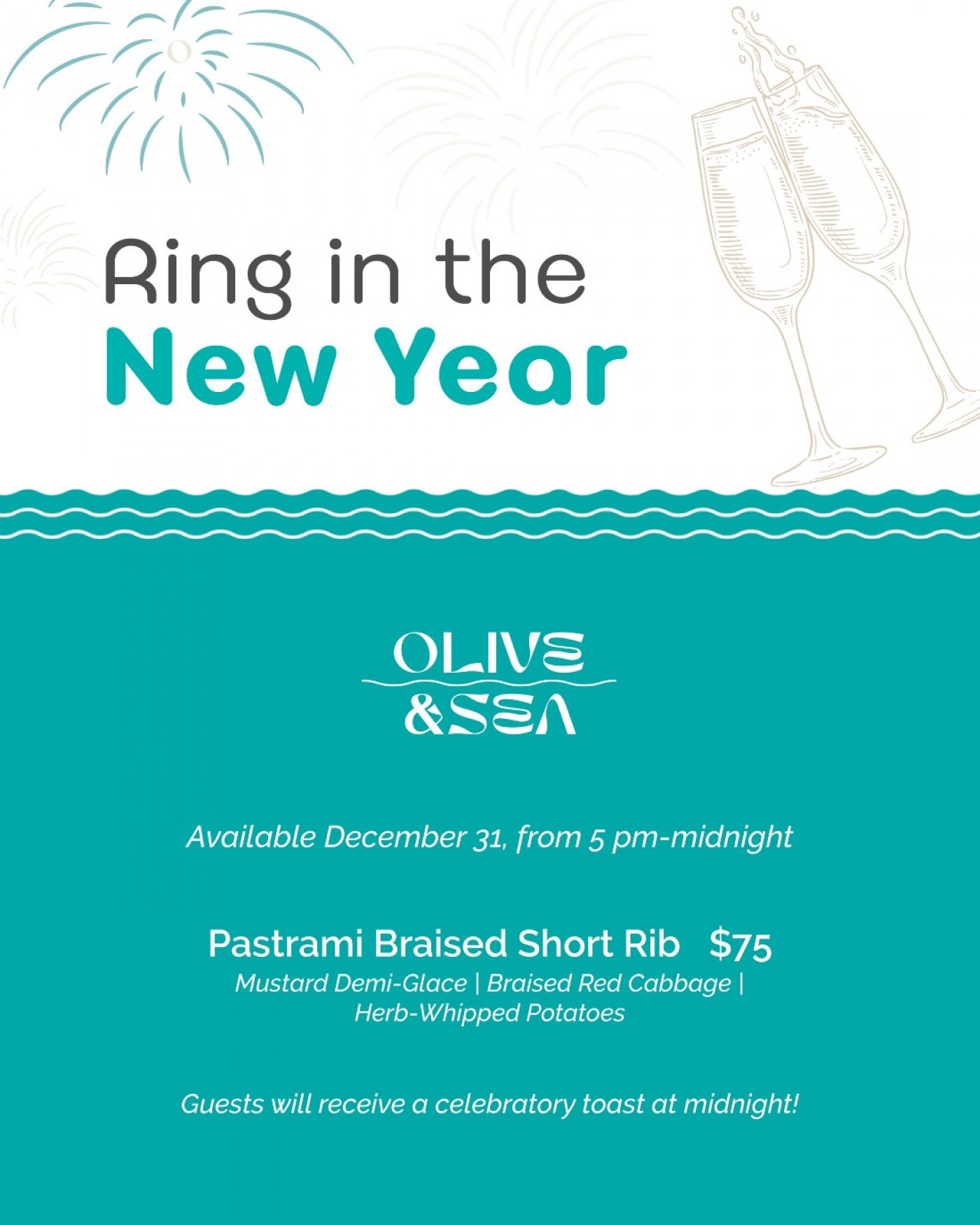 Cheers to the New Year at Olive & Sea