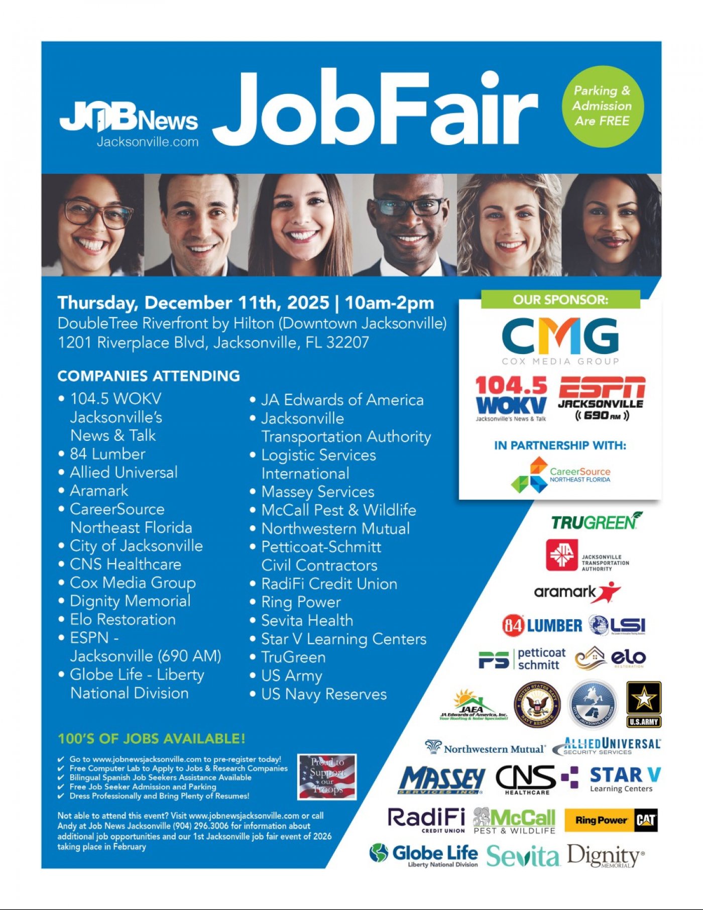 Jacksonville JOB FAIR - 25 Local Companies Hiring for 100's of JOBS