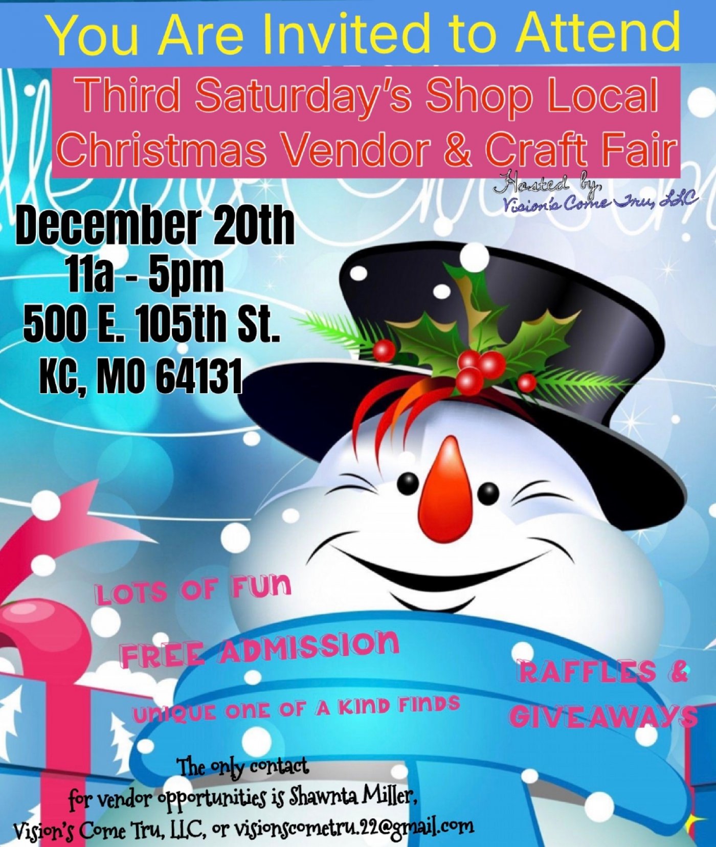 Third Saturday\u2019s Shop Local Christmas Vendor & Craft Fair